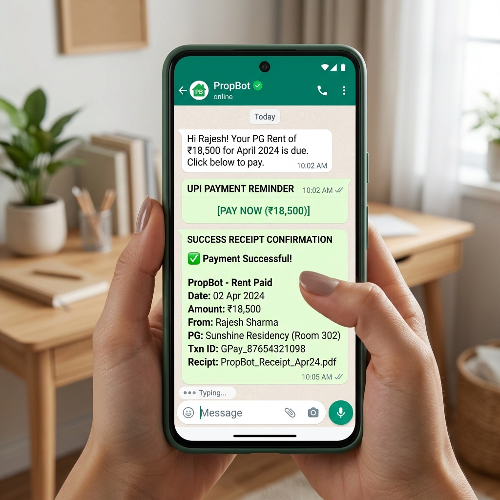 Resident using WhatsApp to pay rent and report issues